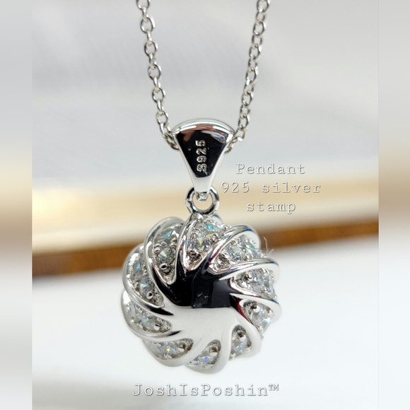 6.79 CT. T.W. portuguese cut green-blue diamond pendant necklace in 925 silver - Picture 7 of 17